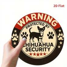 1 Stück witziges "Beschützt von Chihuahua" Metallschild - Vintage Haustier Dekoration, roter Rand, abgerundetes Design - geeignet für Haustür, Wohnzimmer, Schlafzimmer, Veranda - keine Elektrizität nötig, einfach aufzuhängen - ideales Einweihungsgeschenk für Hundeliebhaber, humorvolle Heimdekoration, verspielter Stil, Wandkunst, strukturierte Oberfläche, 2D flach, perfekte Raumdekoration