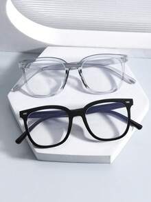 2副男士方形黑色无度数眼镜，防疲劳透明镜片，适用于电脑、电视、游戏、智能手机等。 - 彩色 - 查看 7