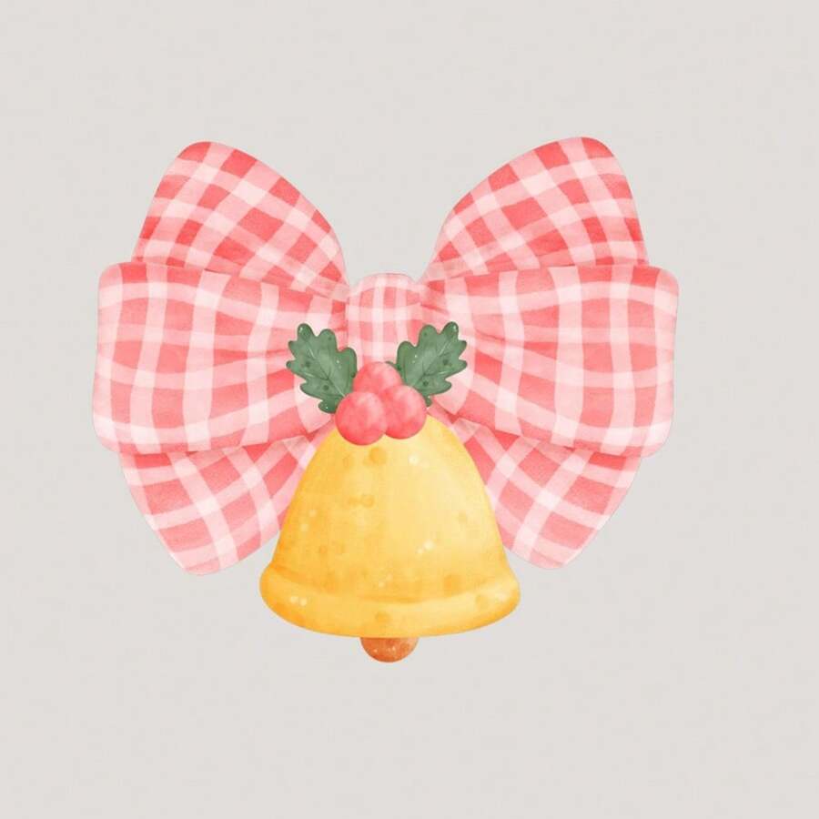 1pc/2pcs/3pcs Christmas Bell & Bow Decal - Heat Transfer Sticker Suitable For DIY Canvas Bag, T-Shirt, Pillow, DTF Jeans, T-Shirt And Backpack, Heat Transfer Image For Textiles/New Products, Decoration/Heat Press Sticker For Clothing, DTF Transfer For Garments