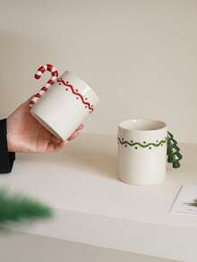 1 件可爱圣诞陶瓷杯，创意拐杖糖手柄咖啡杯，多用途，适合圣诞派对、家庭聚会、晚餐、水、早餐、圣诞礼物 - 彩色 - 查看 12