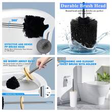 1pc Toilet Brush And Holder Silicone Toilet Bowl Brush Set Long Handle Modern Bathroom Cleaning Deep Cleaning Bathroom Accessories Home Bathroom Decor Fall Decor Back To School - Multicolor - View 8