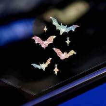 ملصقات سيارة بتصميم الخفافيش والنجوم اللامعة - ملصقات كرتونية لاصقة ذاتيًا مقاومة للتلف مناسبة للسيارات والدراجات النارية والأجهزة المحمولة، هدايا للأعياد