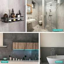 1/2/3 Piezas [Ahorro de espacio | No se requiere perforación] Estantería de ducha de pared de gran capacidad | Instalación sin perforación, ahorro de espacio, fácil de instalar | Estantería flotante para el baño y la cocina para artículos de tocador, cosméticos y artículos varios - Negro - Ver 10