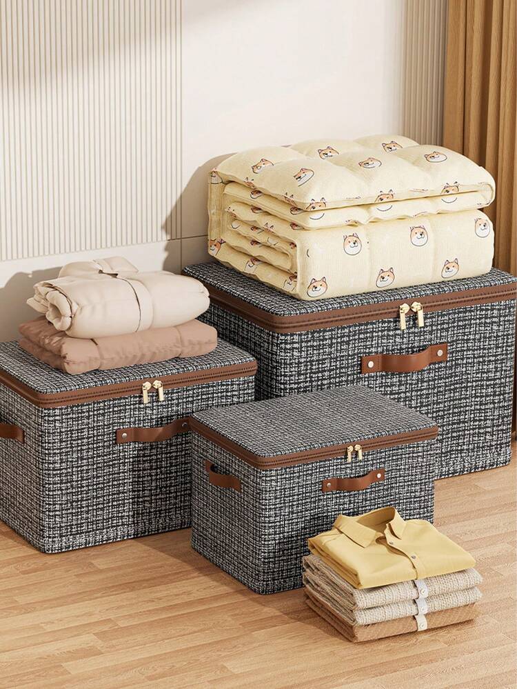 1pc Small Xiangfeng Zipper Oxford Cloth Storage Box, Bedroom Clothing Organizer Box, Home Storage Basket - Multicolor - View 9