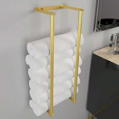 Stainless Steel Bathroom Wall Towel Rod, Wall Mounted Towel Rack, Minimalist Towel Storage Rack