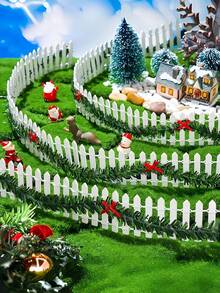 35英寸迷你圣诞花园栅栏，白色迷你童话花园栅栏，乡村景观家居花园植物迷你木栅栏装饰栅栏 - 彩色 - 查看 4