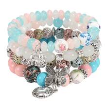 4Pcs/Set Fashion Bohemian Butterfly Elephant Pendant Multi-Layer Bracelet Women's Hand Chain Bracelets For Party, Daily, Gifts - 混合 - 查看 1