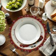 1/4 piezas Manteles individuales redondos de lino, con estampado de árbol de Navidad, copos de nieve, regalos, adecuados para decoración de cocina y comedor