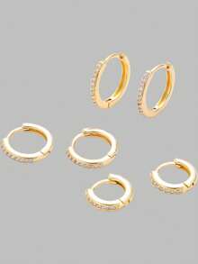 DareSee 4对精致CZ镀金耳环，14K镀金不锈钢轻巧小耳环，适合耳骨、耳廓、耳屏穿孔，是送给她的音乐节、Y2K节、返校季、秋季、圣诞节、冬季圣诞礼物的理想之选。