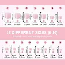 SWETIDAY Toe Nail Tips Press On, French Fake Short Toe Tips, 150Pcs Square Round Acrylic Toenail Press Ons, 15 Sizes French Baby Pink Wearable Full Cover Fake Toenails - 莓粉紅方形法式尖腳趾甲片 - 查看 4
