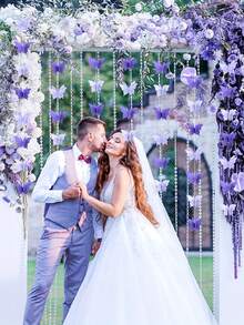 2m 18pcs 3D Paper Butterfly Flower DIY Banner Decoration Butterfly String Flower Colorful Flag, Suitable For Wedding, Valentine's Day And Birthday Party Theme Decoration Holiday Banners, Outdoor Garden Hanging Decorations, Curtain Hanging Pendants, Home Room Decoration