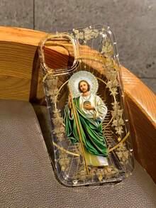 宗教主题 1 件装全新创意气垫防震透明手机壳，印有耶稣图案，兼容苹果 17 Pro/Air/11/12/13/14/15 Pro Max/16/13 Pro Max/XR/XS 以及 A54 5G、A52、A14、A15、A12、S22、S21 系列 - 彩色 - 查看 1