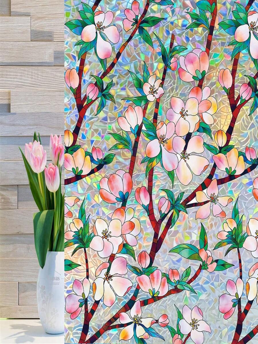 Window Privacy Film Stained Glass Decorative Static Clings Frosted Window Tint For Home Room Decor Bathroom Door Car Stickers With Glittering Effect, Removable - Multicolor - View 1