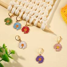 6 piezas Marcadores de puntada trenzados de margarita de aleación - Marcadores de puntada con cierre de esmalte floral vibrante, accesorios de proyecto trenzados duraderos (6 colores), marcadores de garabatos coloridos - Multicolor - Ver 7