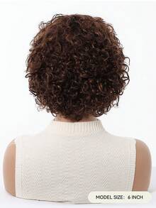 6英寸短卷发假发混合假发混合真人发和合成人发轻薄普通非洲卷适合日常派对节日和角色扮演假发女士发型