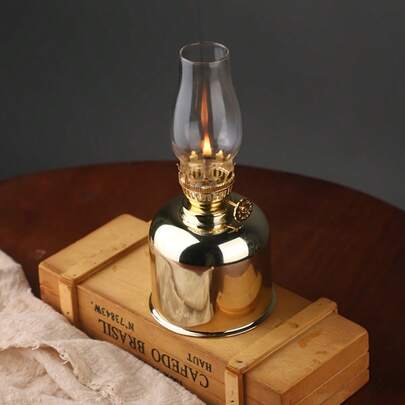 1pc, Vintage Coal Oil Lamp, Elegant Antique Kerosene Lantern With Clear Glass Shade & Ornate Metal Base, Functional Lighting For Home Decor, Decorative Table Lamp For Living Room, Bedroom, Or Emergency Backup Lighting, Suitable For Christmas, Valentine'S Day Gifts