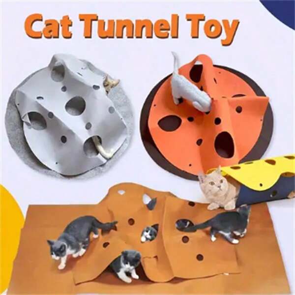 Polyester Interactive Cat Tunnel Toys With Play Mat, Detachable, Folding And Easy Storage, Hide & Seek Game For Cats And Dogs, Stress Relief Chew Pad, Pet Cat Sleeping And Playing All-In-One Cat Tunnel Toys, Best Gift For Pet Cat In Christmas And Thanks Giving Day