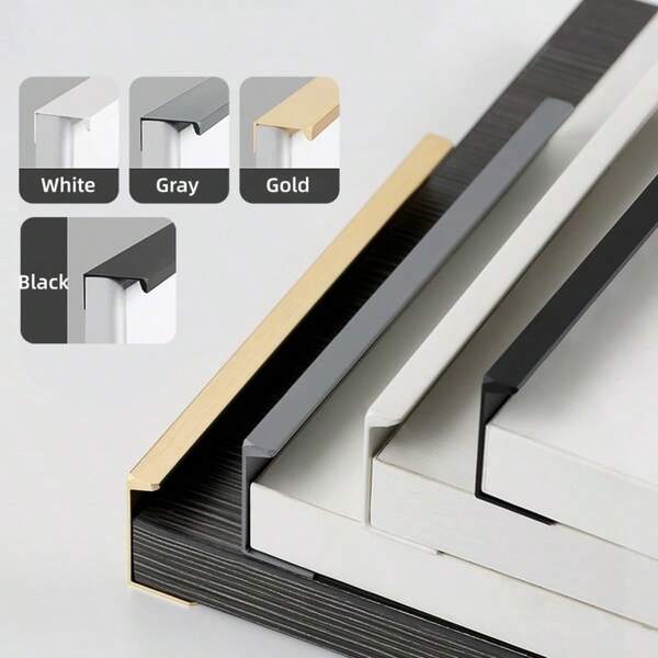 Manijas ocultas simples para gabinetes, tiradores de puertas de armarios de cocina, elegantes manijas largas de aleación de aluminio para muebles