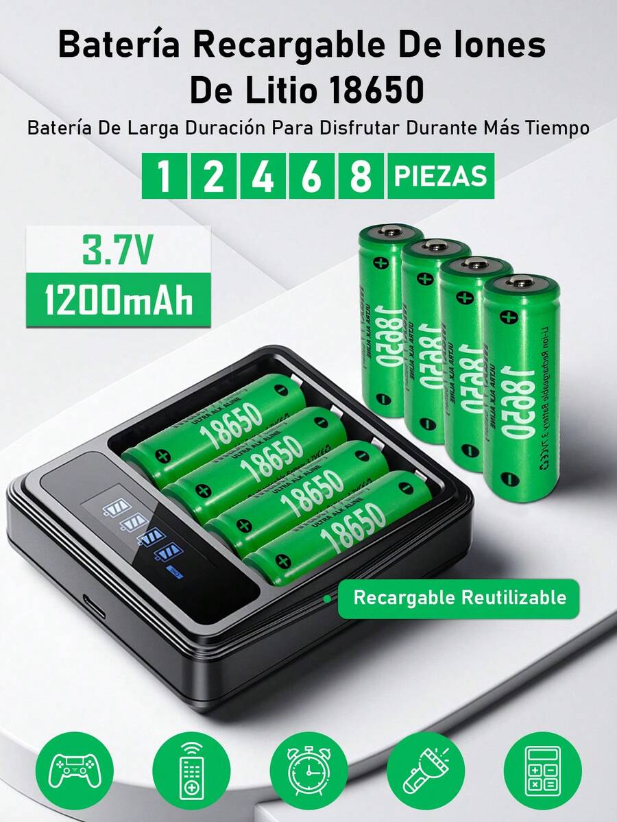Batería Recargable Li-Ion 18650 1200 mAh 3.7V - 6 baterías - Ver 1