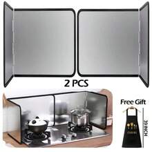 1/2 PCS Stainless Steel Greaseproof Splash Guard, Comes With Apron,Space-Saving Foldable Design For Stove Top, Induction, Oven - Easy To Clean Kitchen Splash Guards For Modern Kitchens, Cooking Protection, Sleek Finish, Durable Construction, Cooking Shield - Nhiều màu - Xem 8