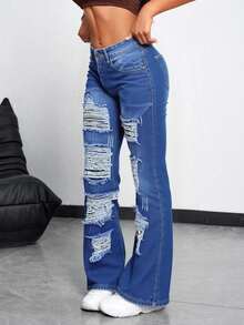 Pantalones vaqueros anchos sueltos y versátiles de mujer con diseño de bolsillos Pantalones De Mujer Mezclilla Anchos Vestir Flojos Casual Cargo De Algodón Acampando En Oferta Baggy Curvy Elegante - Azul Marino - Ver 5