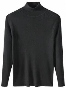 Turtleneck Pullover Vertical Ribbed Ribbed Knit Sweater