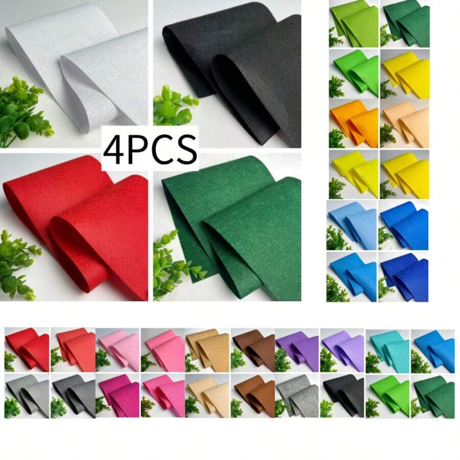 Set da 4 pezzi in tessuto di feltro con larghezza di 85cm/33,46 pollici, adatto per artigianato fai-da-te come bambole, cartelli promozionali, borse e vari altri articoli fatti a mano