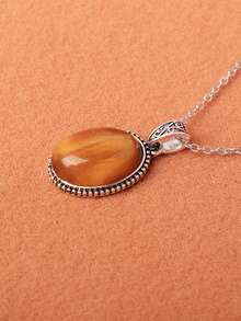 1 件椭圆形天然虎眼石镀合金项链 - 橢圓虎眼石 - 查看 4