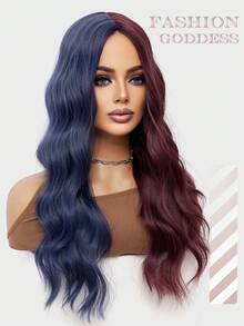 Cosplay Wig Red Blue Water Ripple Long Curly Wig 26 Inch Middle Parted Style Greta Halloween Christmas Wig Costume Wig Street Punk Wig Y2K Rock Wig Fluffy Natural Women's Synthetic Heat Resistant Fiber Wig Suitable For Daily Party Wig Music Festival Wig Avant-Garde College Style Wig Modern Fashion Gothic Wig