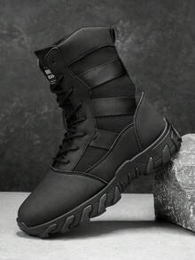 2025 Nowe buty sportowe męskie na co dzień, buty trekkingowe do uprawiania sportów na świeżym powietrzu, wysokie kowbojki w stylu western, odpowiednie na kowboja, farmę, plac budowy, wyprawę i taktykę - Czarne - Zobacz 1