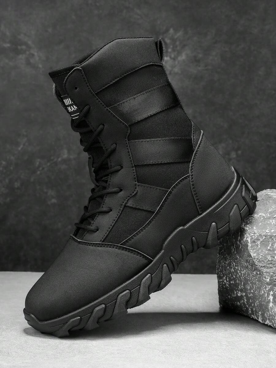 2025 Nowe buty sportowe męskie na co dzień, buty trekkingowe do uprawiania sportów na świeżym powietrzu, wysokie kowbojki w stylu western, odpowiednie na kowboja, farmę, plac budowy, wyprawę i taktykę - Czarne - Zobacz 1