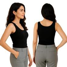 Women's Slim Visco Lycra Tank Top From S To XL Basic And Casual Spring And Summer Fashion 3020.C2 - 黑色 - 查看 5