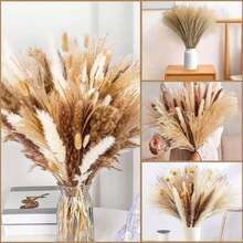 120PCS Decoración de Hierba de Pampas Secas Naturales,Colas de Conejo de Hierba Natural de la Pampa,Decoraciones de Hierba de Pampa Seca,Ramo de Hierba Carrizo para Sala de Estar,Cocina,Boda,Fiestas - negro - Ver 5