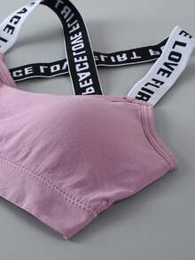 3 piezas Sujetador deportivo con tiras con letras para mujeres, adecuado para yoga, correr, entrenamiento - Multicolor - Ver 7