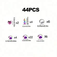 44pcs Butterfly & Rhinestone Colorful Tooth Jewelry Set, Cute Y2K Super Shiny Tooth Accessories For Daily, Party, Holiday, Unisex (No Glue Included)