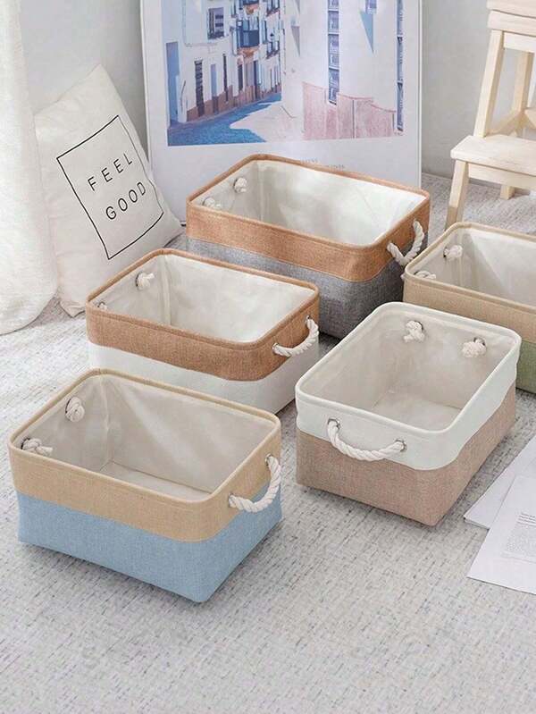 Cesta de almacenamiento portátil de gran capacidad lavada y con asa