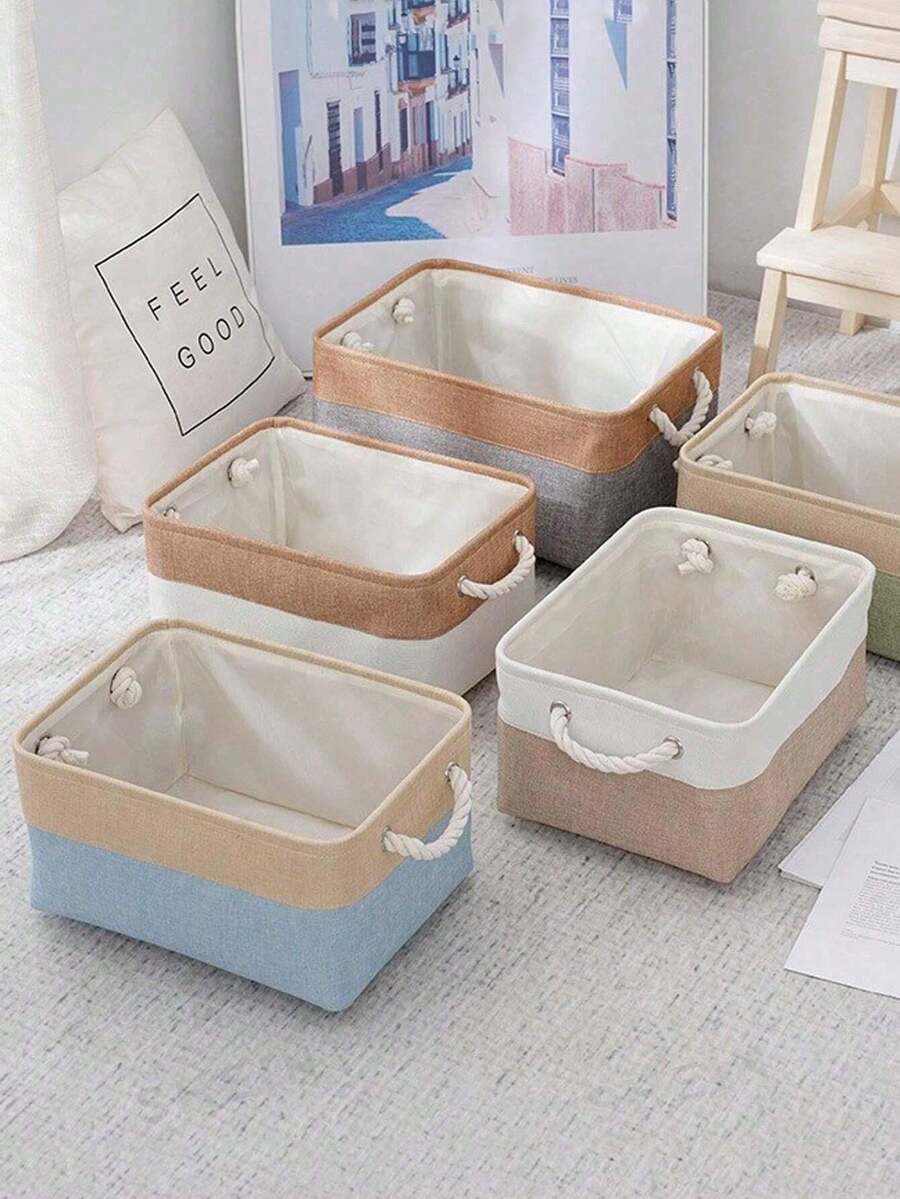 Cesta de almacenamiento portátil de gran capacidad lavada y con asa