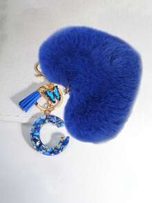 Chaveiro com Letra de A a Z, Chaveiro de Resina com Coração Azul e Bola de Pelúcia Azul, Design de Coração, Pingente de Corrente, Decoração Pendente para Mochila, Decoração Pendente para Carro, Presente para Mulheres e Meninas, Presente do Dia dos Namorados, Pingente de Bolsa, Natal, Presente de Festa de Halloween, Leve e Durável - Ideal para Mulheres e Meninas, Transporte, Estudo, Férias, Piquenique, Camping, Atividades na Praia - Presente Perfeito para Dia das Mães, Amizade, Aniversário - Multicolorido - Visão 15