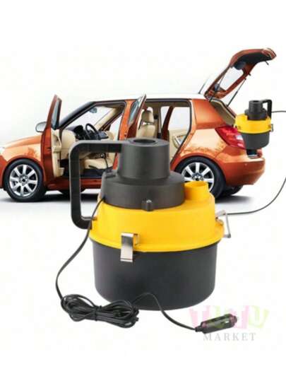 Aspiradora portátil, aspiradora de mano para coche, aspiradora para coche, aspiradora en seco y húmedo, aspiradora doméstica multifuncional, aspiradora multifuncional para coche, aspiradora de bote en seco y húmedo, aspiradora de alta potencia de 12 V, aspiradora, aspiradora con función de compresor, colchón inflable y flotador de piscina, húmedo y seco, suministros para coche, herramientas de limpieza, diseño compacto y portátil, adecuado para limpiar vehículos, camiones, alfombras, pisos, etc. (amarillo)