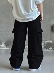 1pc Young Boy All-Match Solid Color Comfortable Simple Versatile Cargo Pants