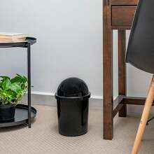 JOY - Bote de Basura Redondo, Pack de 2, con Tapa de Balancín, Ideal para Mantener la Limpieza en el Hogar y Oficina, 5 Litros de Capacidad, Plástico Libre de BPA, Negro - negro - Ver 2