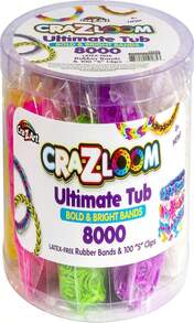 Cra Z Art Cra-Z-Loom Ultimate Tub 8000 Latex Free Rubber Bands And 100 "S" Clips For Making Crafts In Bold And Bright Colors, Multi - trắng - Xem 1