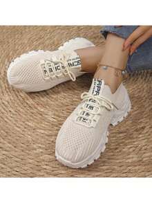 Damen Bequeme und atmungsaktive Laufschuhe, weiche Sohle & Textil Obermaterial, neue vielseitige koreanische Mode Sneakers - Beige - Übersicht 11