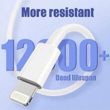 1/3/5pcs Apple Lightning Charging Cable, Fast Charging, 3.3FT/100cm Length, Compatible With IPhone 14 13 12 11 Pro Max Plus - White - View 8