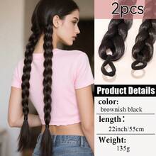1pc Long Braided Synthetic Hair Extension Ponytail, Women's Ponytail With Headband, Made Of Synthetic Fiber, Available In Multiple Lengths, Suitable For Christmas, Daily Wear, Parties And More - Chocolate Brown - View 18