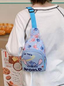 Disney 1个迷你腰包，时尚儿童小包，可爱零钱包，卡通史迪奇收纳包，迷你胸包，多功能收纳包，派对礼品零钱包，户外运动包 - 胸包 - 查看 8