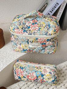 1个彩色大号花卉绗缝化妆包，时尚休闲大容量便携拉链化妆包，旅行度假必备化妆包，可收纳卫生巾、卫生棉、有线耳机、头戴式耳机、充电器、口红、化妆品、香水、护肤品和美容产品，家居装饰，钥匙，节日礼物，化妆包，小型化妆包，化妆包，圣诞礼物，收纳袋，手拿包/小手提包，化妆品收纳盒，收纳袋，刷子架，迷你收纳袋，大容量收纳袋，圣诞礼物，女士礼物创意，化妆包，旅行必备 - 彩色 - 查看 17