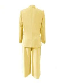 Chicsale Elegant Business And Leisure Two-Piece Suit, Single-Button Lapel Suit Jacket And Slim Trousers, Women's Wear - Màu vàng - Xem 6