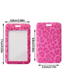 1pc Pink Leopard Teacher Neck Lanyard With ID Card Holder Phone Rope Key Ring Cute Pink Polyester Strap For Keys Great Gifts For Women Teachers Students Staff Money Wallet Mini Wallet Purse Wallet Wristlet Wallet Card Wallet