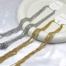 10pcs Adjustable Stainless Steel Snake Bone Chain, Luxury And Fashionable Jewelry Gift For Parties